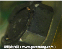 使用銀(Ag)鍍層的電源電感器(Power Inductors)，經過推力測試后，零件端點上已經看不到任何鍍層的痕跡了，所以其耐推力就比較小。