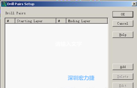 如果是盲孔或埋孔板，則還須點擊菜單Setup→Drill Partis調出鉆孔對設置窗口，看有無按孔的屬性設置好鉆孔層，如無則須作相應的添加或調整。
